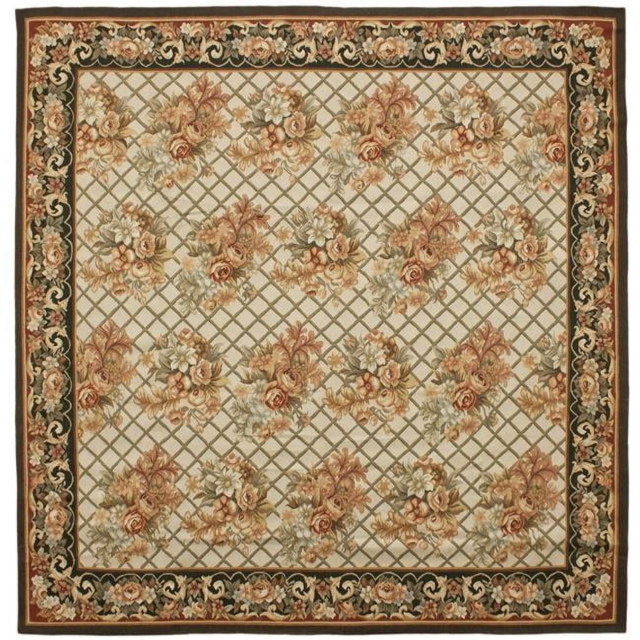 Lyon Flat Woven Square Area Rug - Ivory & Charcoal - 8 x 8 ft.
