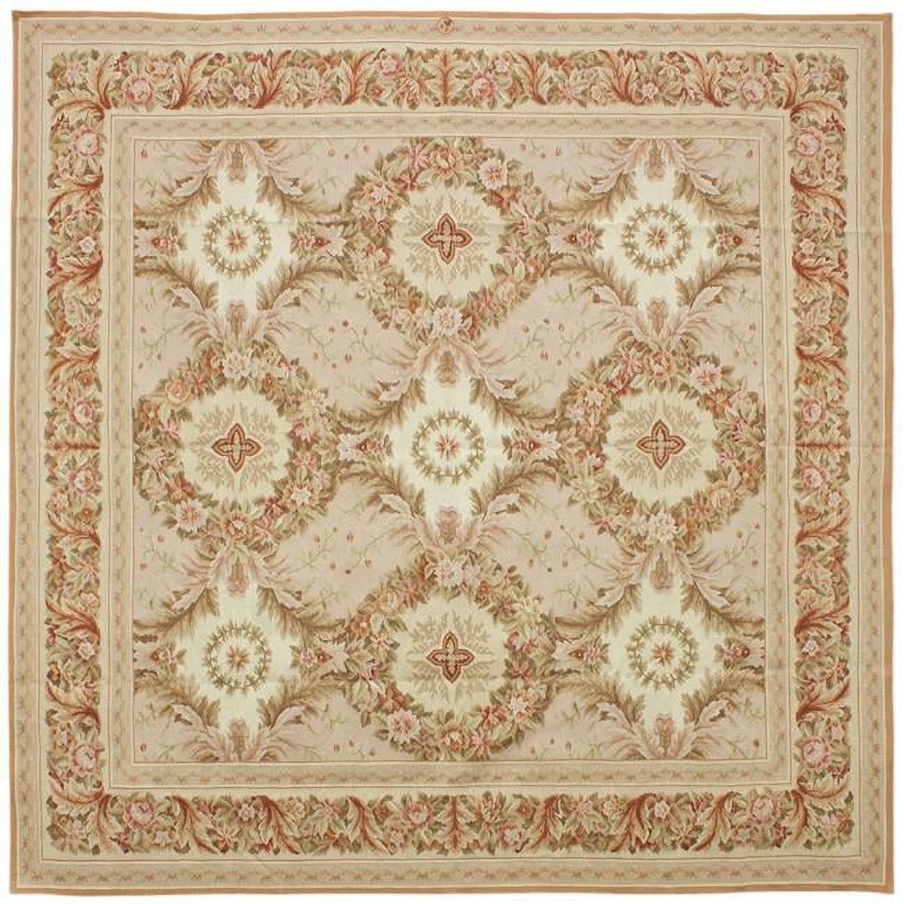 Gueret Flat Woven Square Area Rug - Pink & Cream - 8 x 8 ft.