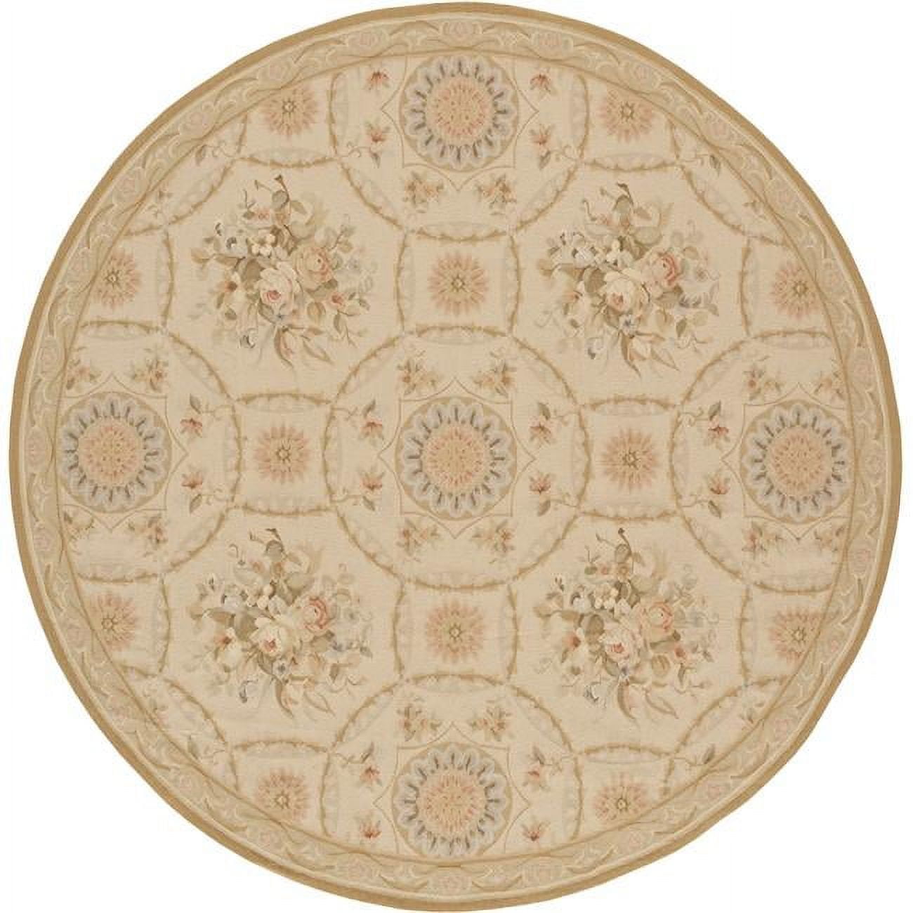 Reims Flat Woven Round Area Rug - Ivory & Gold - 10 x 10 ft.