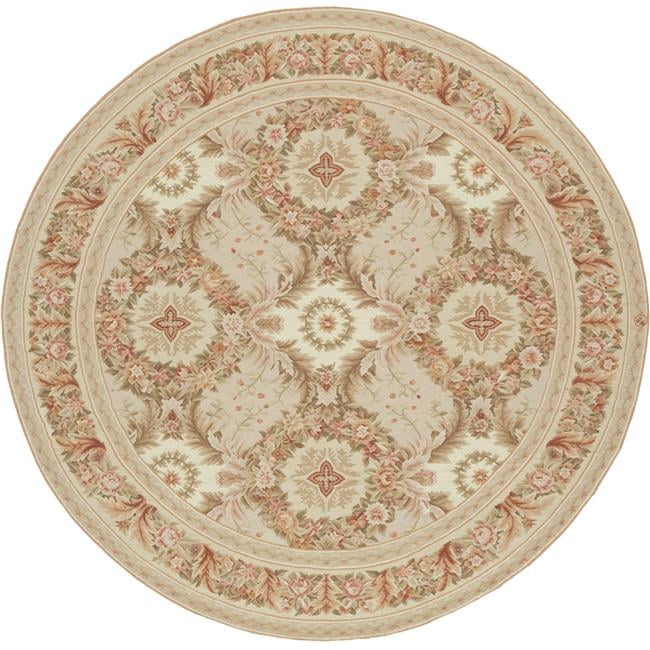 14 x 14 ft. Gueret Flat Woven Round Area Rug - Pink & Cream