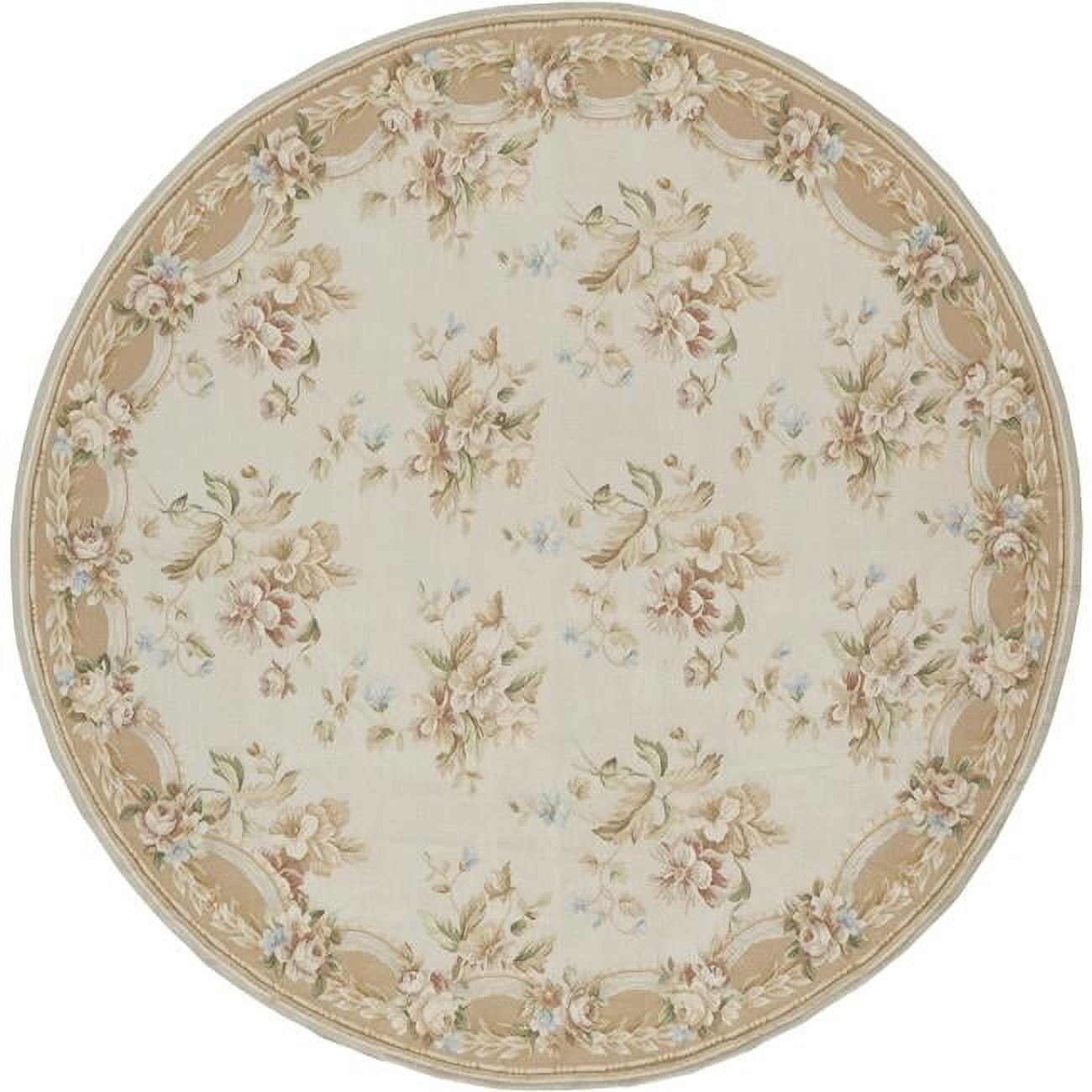 982111 14 x 14 ft. Belfort Flat Woven Round Area Rug, Ivory & Peach