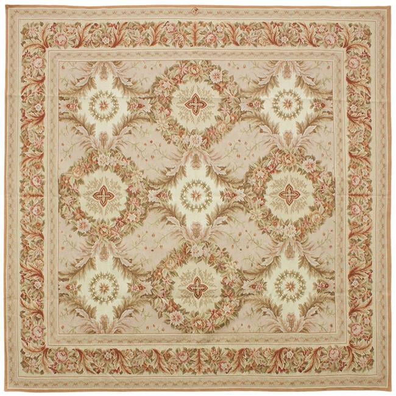 12 x 12 ft. Gueret Flat Woven Square Area Rug - Pink & Cream