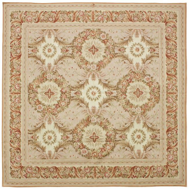 10 x 10 ft. Gueret Flat Woven Square Area Rug - Pink & Cream