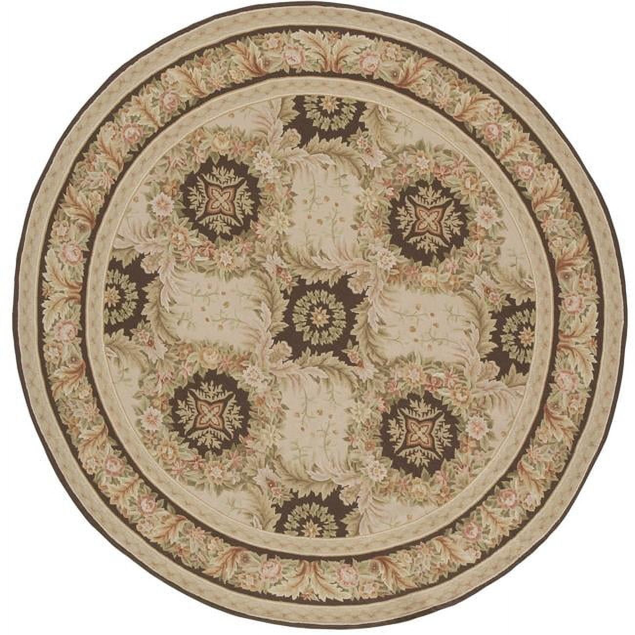 982522 12 x 12 ft. Gueret Flat Woven Round Area Rug, Pink & Brown