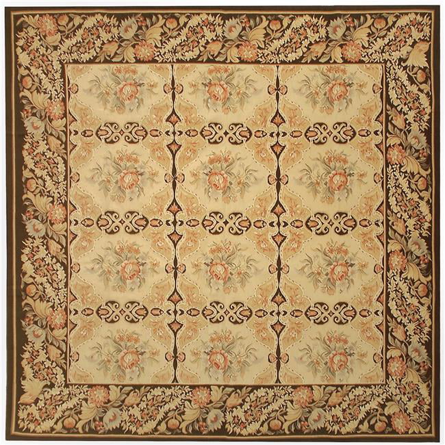 12 x 12 ft. Avignon Flat Woven Square Area Rug - Gold & Dark Brown