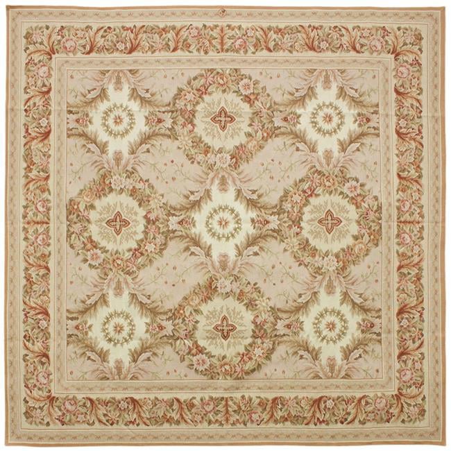 14 x 14 ft. Gueret Flat Woven Square Area Rug - Pink & Cream
