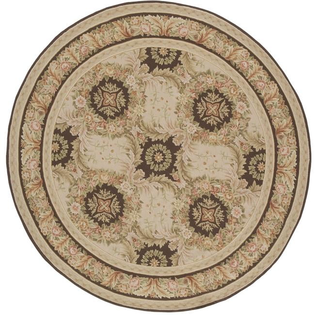 982727 14 x 14 ft. Gueret Flat Woven Round Area Rug, Pink & Brown