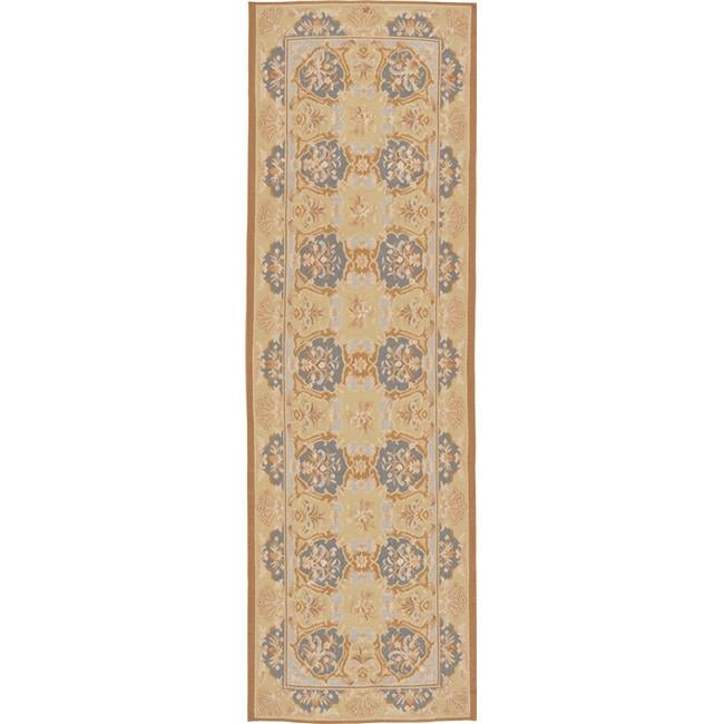 3 ft. 6 in. x 10 ft. Etien Flat Woven Area Rug - Ivory & Blue