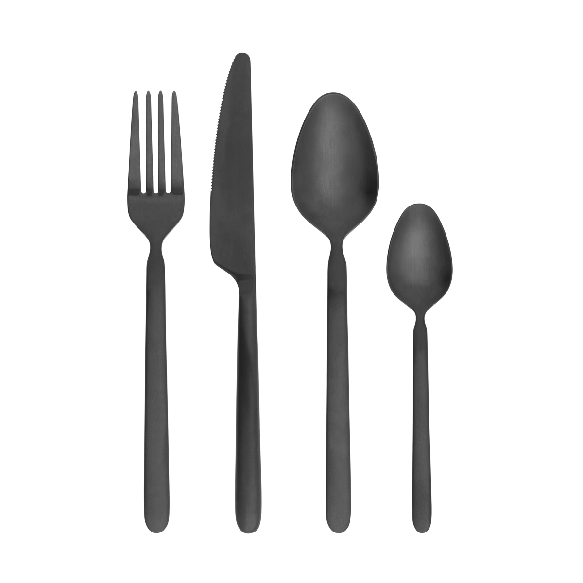 64195 STELLA Black Flatware Set - PVD Coated Stainless Steel - 16 Piece