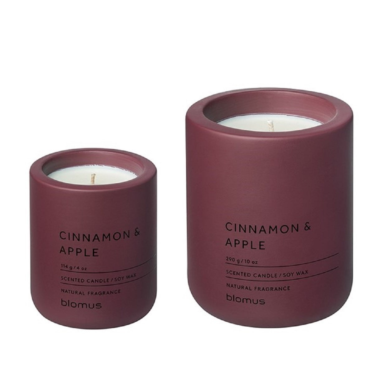 33101 6 x 4.3 in. FRAGA Candle Set - Port Container with Cinnamon & Apple Scent, Includes 1 Large & 1 Small Candle, Burgundy