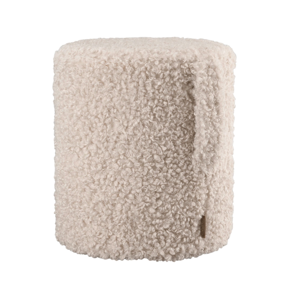68072 TEDDY Upholstered Pouf - Moonbeam & Beige
