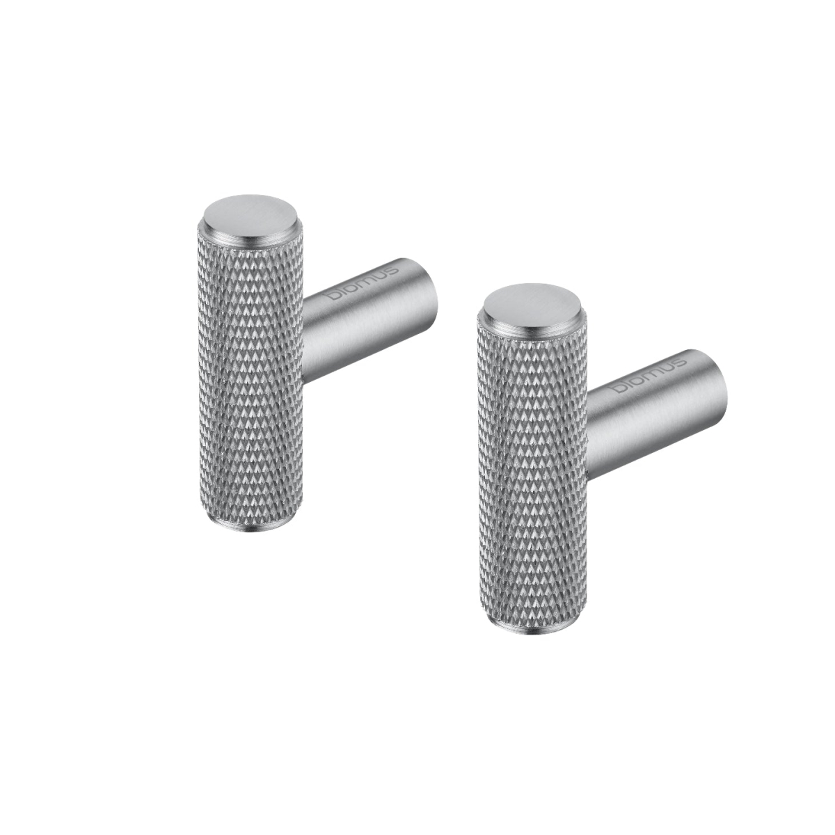 66886 ROF Bar Shaped Wall Hook - Cabinet Knob - Brushed Stainless - Set of 2