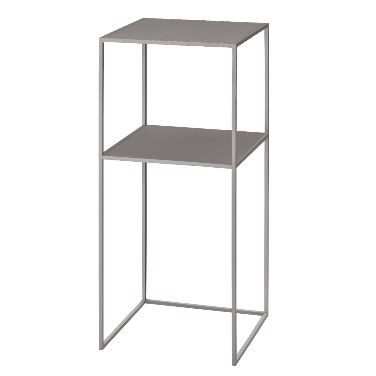 63224 Fera Pedestal Table with Shelf - Mourning Dove, Grey & Brown