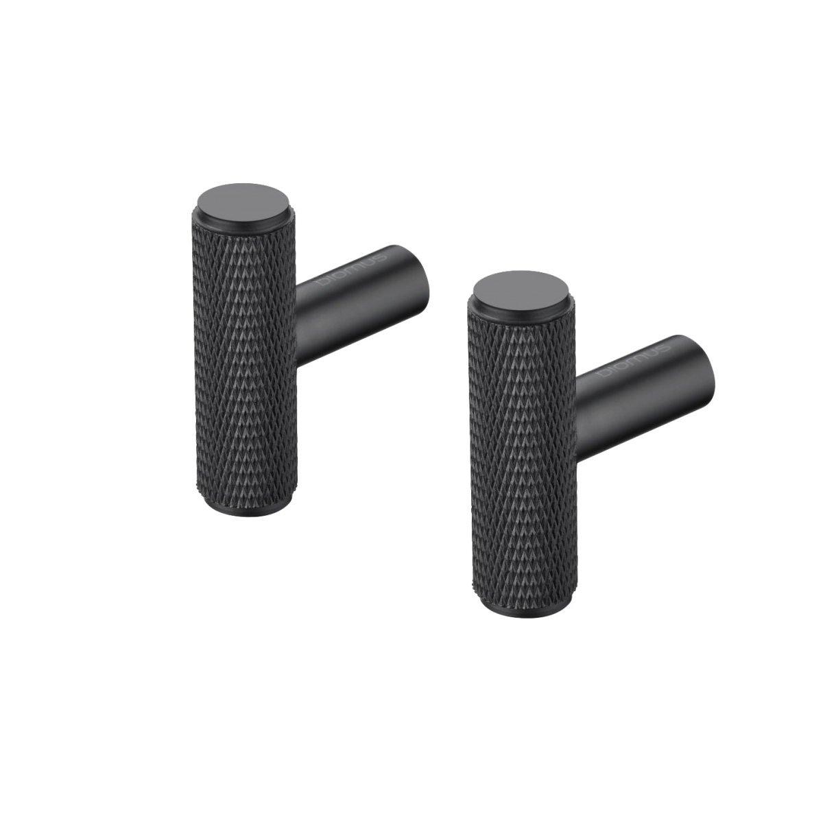 66885 ROF Bar Shaped Wall Hook - Cabinet Knob - Black - Set of 2