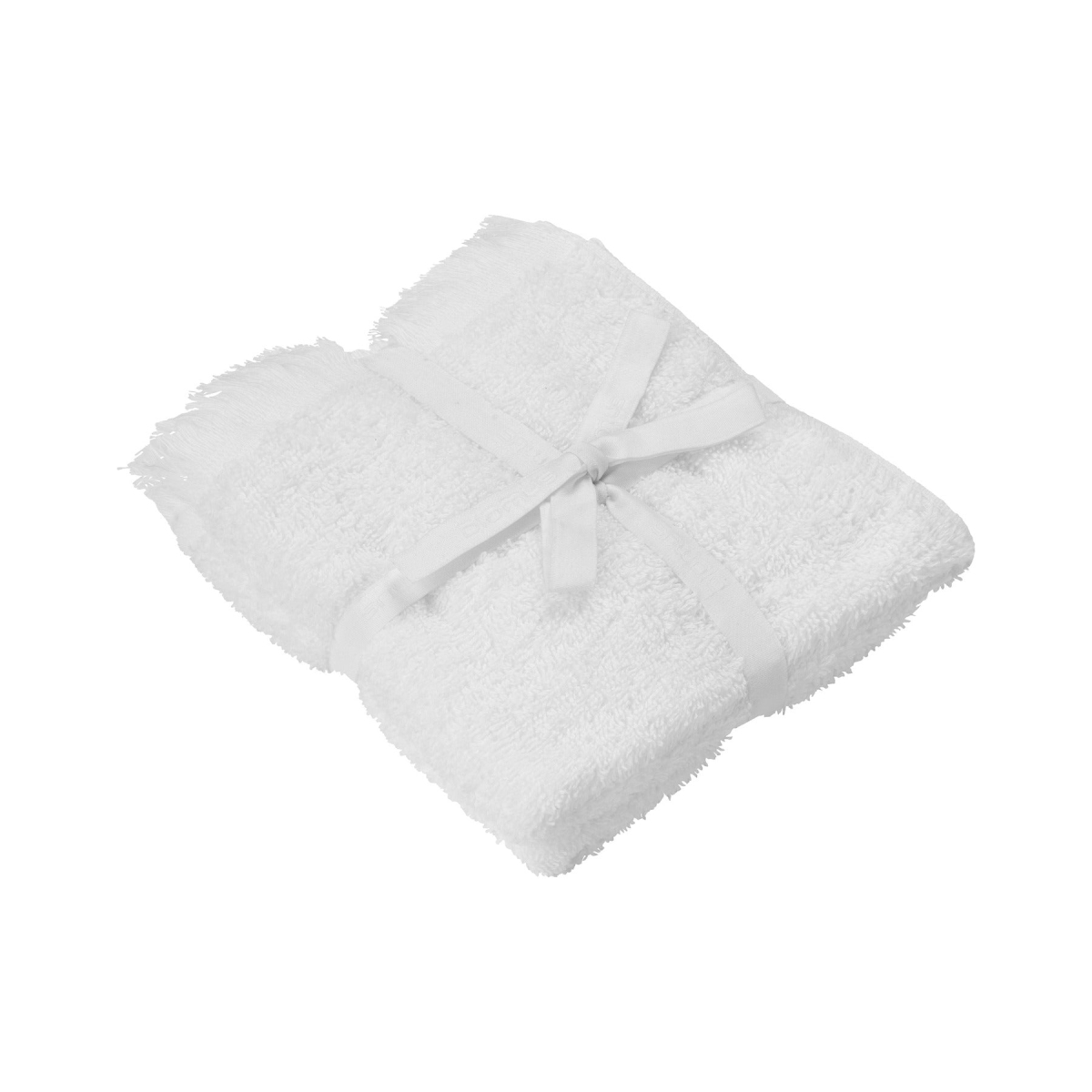 66490 12 x 20 in. FRINO Fringed Organic Cotton Terry Guest Hand Towels - White - Set of 2