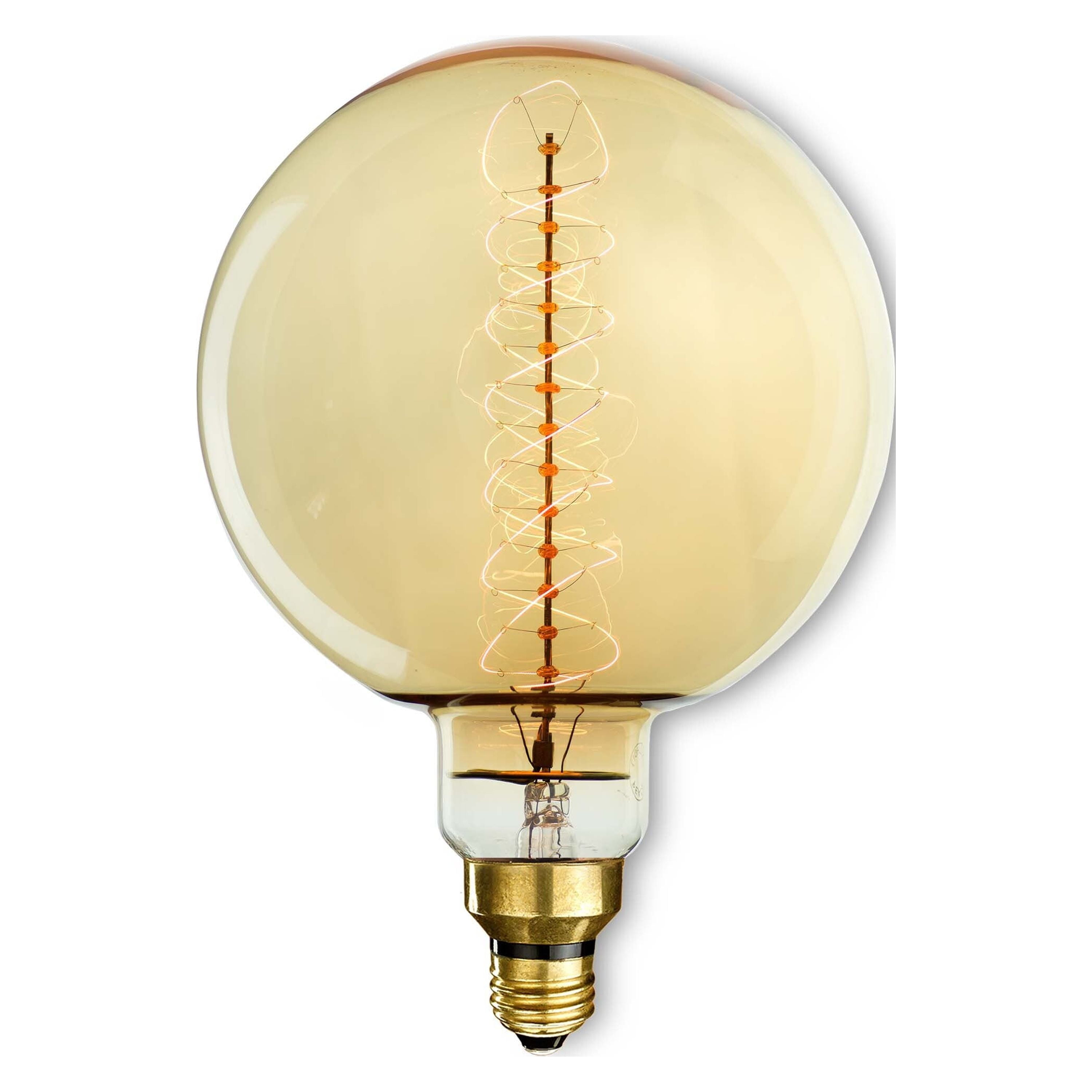 Picture of Bulbrite Grand Nostalgic Collection 60 Watt Dimmable Globe Shape Oversized Decorative Incandescent Light Bulb with Medium (E26) Base  2200K Amber Light  Antique Glass Finish