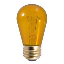 861023 11 watt Dimmable S14 Incandescent Light Bulbs with Medium E26 Base, Transparent Amber - Pack of 25