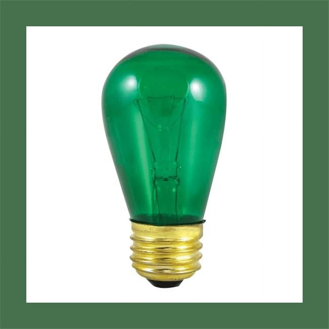 Picture of Bulbrite 861209 11 watt Dimmable S14 Incandescent Light Bulbs with Medium E26 Base, Transparent Green - Pack of 25