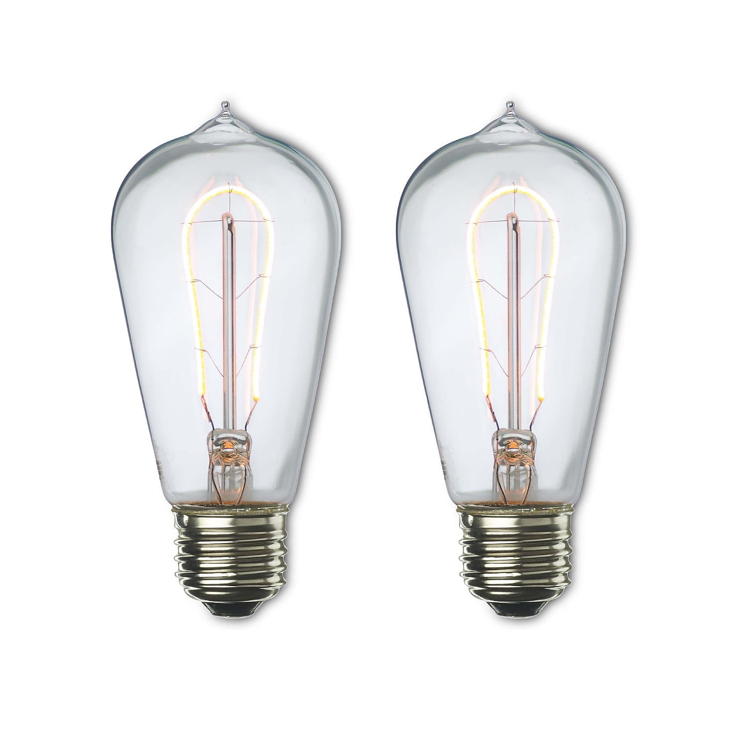 Picture of Bulbrite Pack of (2) 4 Watt Dimmable Antique Glass Finish ST18 LED Light Bulbs with Nostalgic Curved Filament and Medium (E26) Base  2200K Amber Light  190 Lumens