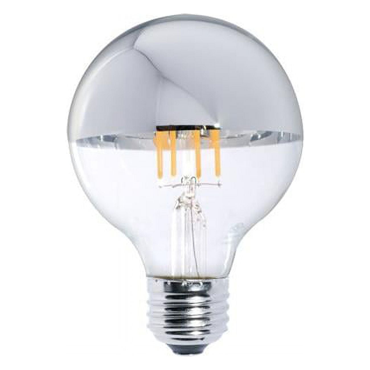 Picture of Bulbrite Pack of (2) 5 Watt Dimmable Half Chrome G25 LED Light Bulbs with Medium (E26) Base  2700K Warm White Light  450 Lumens