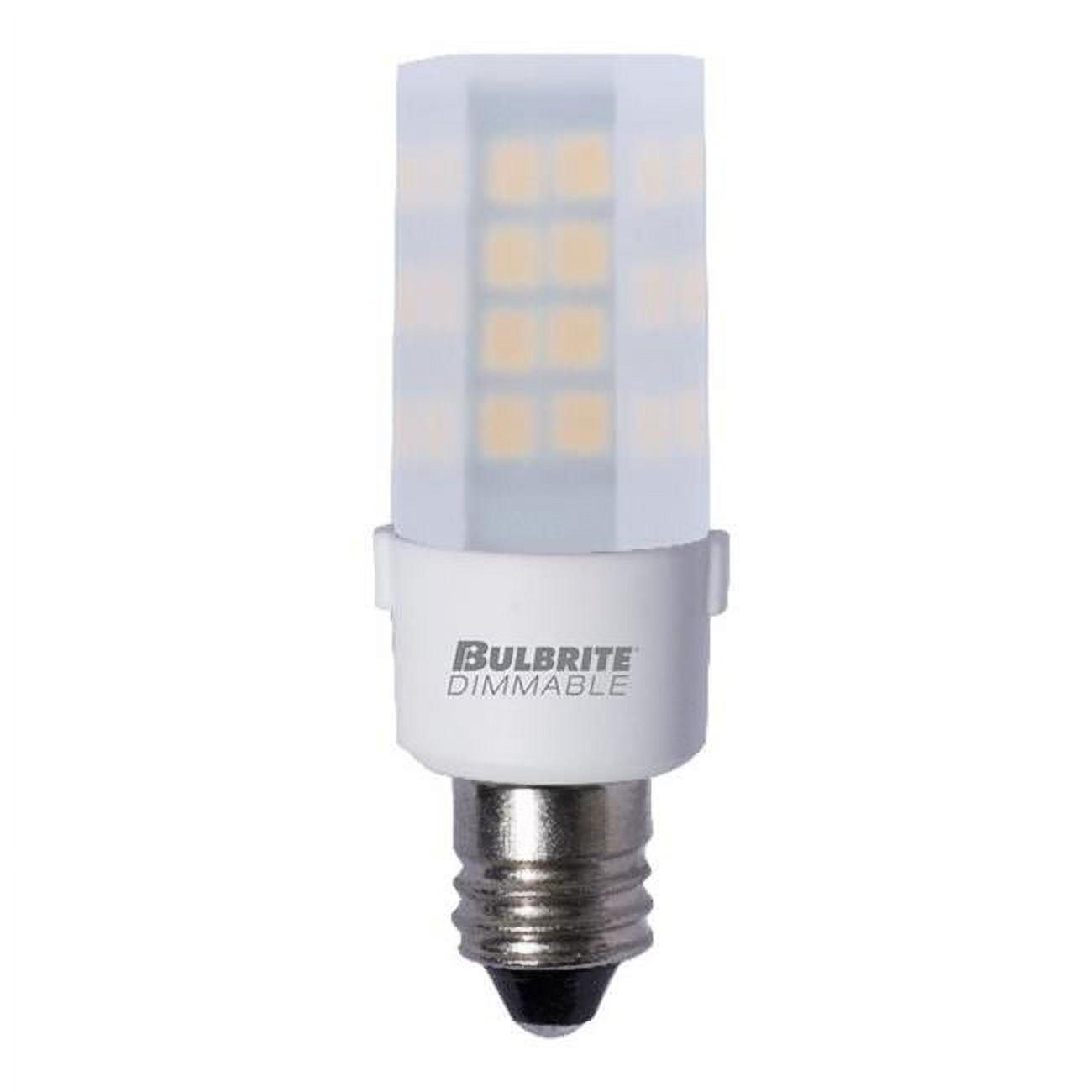 Picture of Bulbrite 861520 4.5 watt 120V Dimmable Frost T4 LED Mini Light Bulbs with Candelabra E12 Base, 3000K Soft White Light, 340 Lumens - Pack of 2