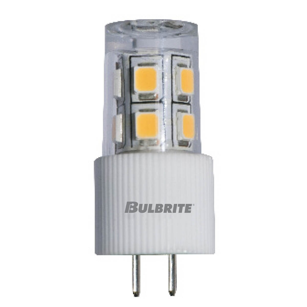 Picture of Bulbrite 861542 2.8 watt 12V Clear WAFER LED Mini Light Bulbs with Bi-Pin G4 Base - 3000K Soft White Light, 280 Lumens - Pack of 3
