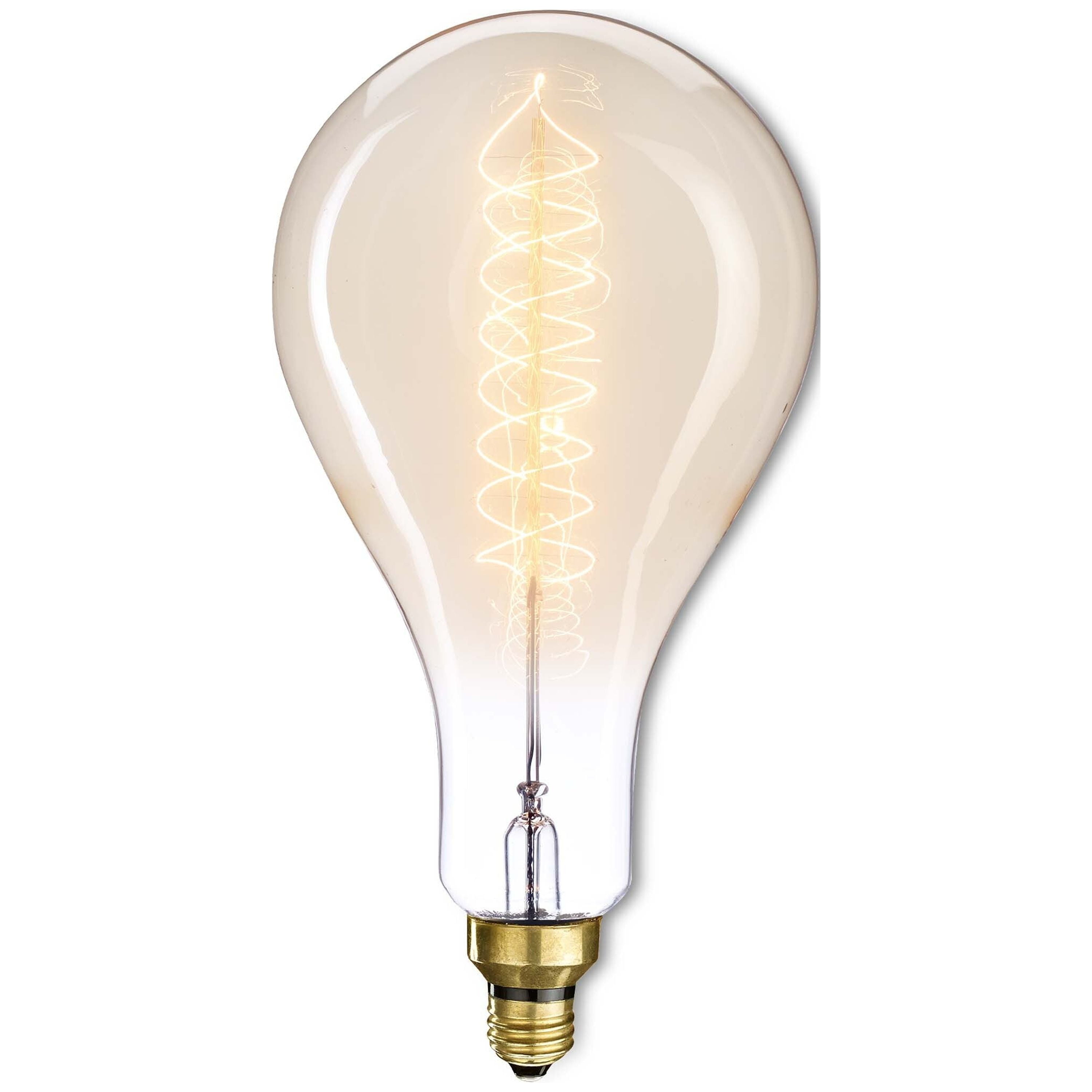 Picture of Bulbrite Grand Nostalgic Collection 60 Watt Dimmable Pear Shape Oversized Decorative Incandescent Light Bulb with Medium (E26) Base  2200K Amber Light  Antique Glass Finish
