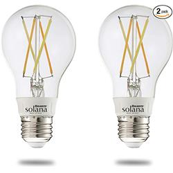 Solana Pack of (2) A19 WiFi Connected Filament LED Smart Light Bulb  40 Watt Equivalent  Clear