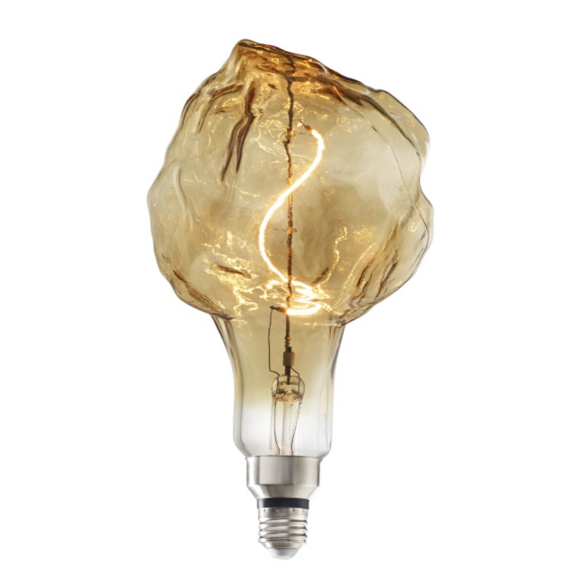 Picture of Bulbrite Grand Naturals Collection 4 Watt Dimmable Glacier Shape Oversized Decorative LED Light Bulb with Medium (E26) Base  2000K Amber Light  200 Lumens  Antique Glass Finish