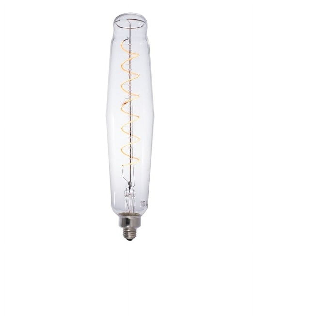 Picture of Bulbrite Grand Nostalgic Collection 4 Watt Dimmable Tubular Shape Oversized Decorative LED Light Bulb with Medium (E26) Base  2200K Amber Light  200 Lumens  Clear Glass