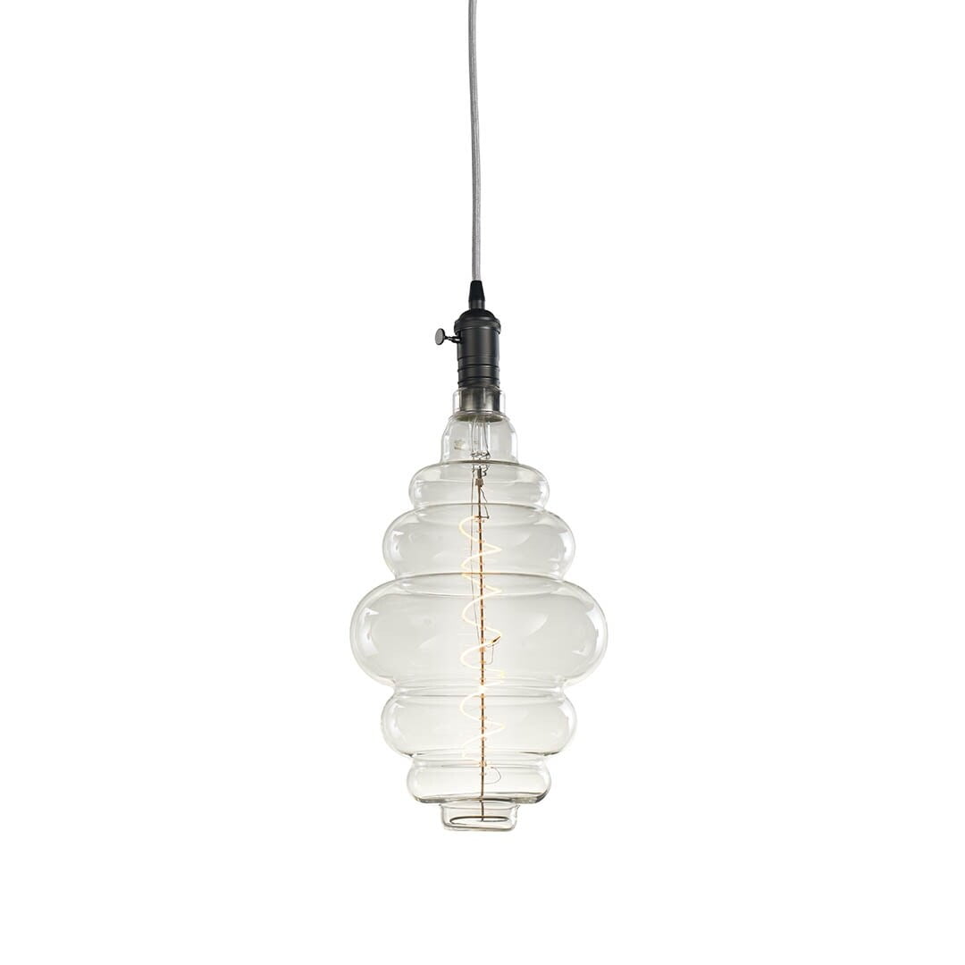 Picture of Bulbrite 1-Light Gunmetal Vintage Pendant Socket and Canopy with LED 4W Beehive Shaped Grand Filament Light Bulb