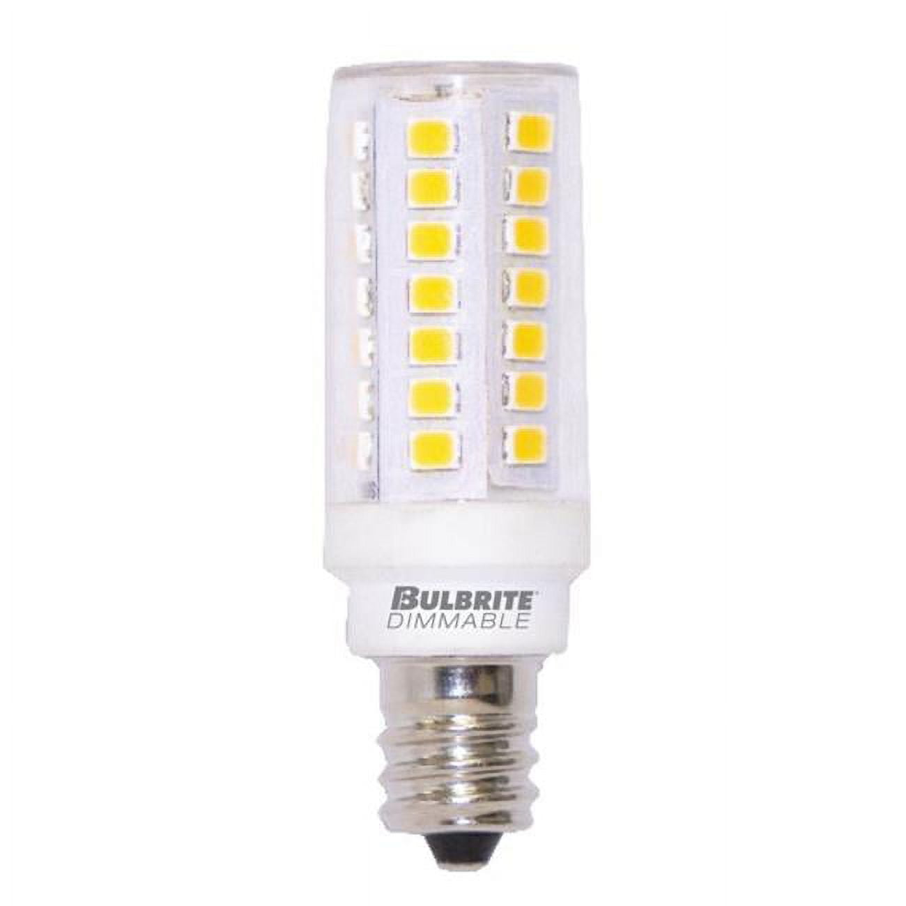 Picture of Bulbrite Pack of (2) 5 Watt 120V Dimmable Clear T6 LED Mini Light Bulbs with Mini-Candelabra (E11) Base  3000K Soft White Light  550 Lumens
