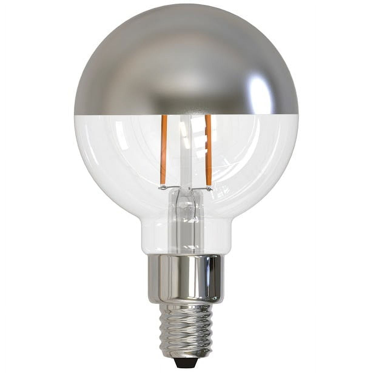 Pack of (4) 2.5 Watt Dimmable Half Mirror Filament G16 Candelabra (E12) LED Bulb - 200 Lumens  2700K  and 90 CRI -  Bulbrite, 862696