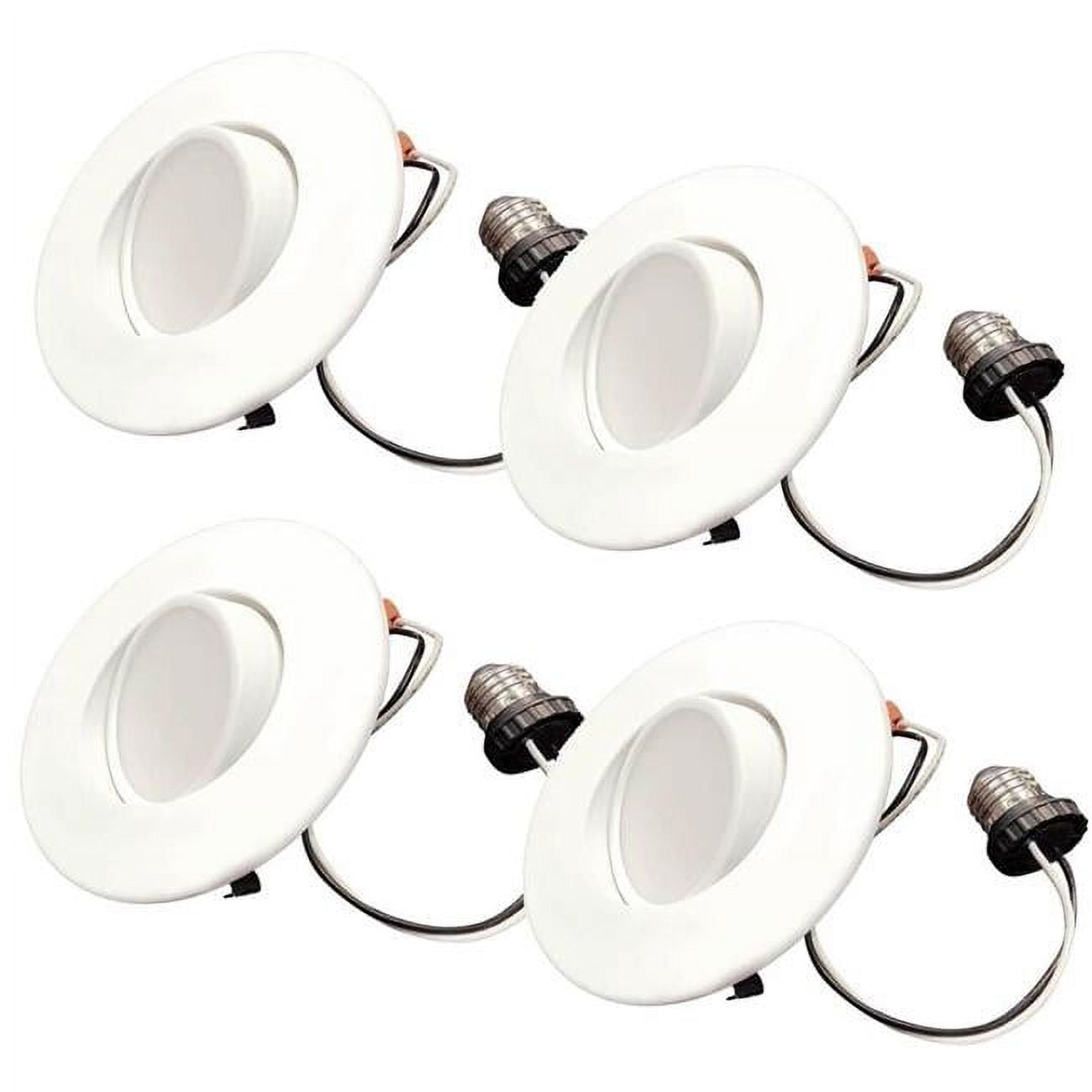 Pack of (4) 9 Watt Adjustable 4" Integrated LED Recessed Downlight with E26 Quick Connect Adaptor and Gimbal  2700K Warm White Light  650 Lumens -  Bulbrite, 861496