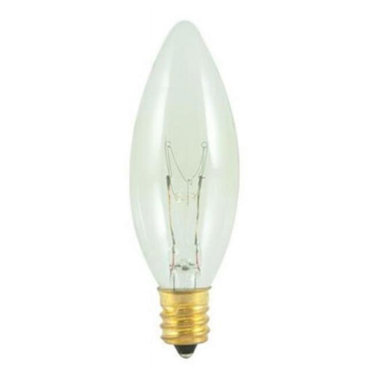 15W Dimmable Clear B8 Torpedo 25 mm Incandescent Light Bulbs with Candelabra E12 Base & 2700K Warm White Light, Pack of 50