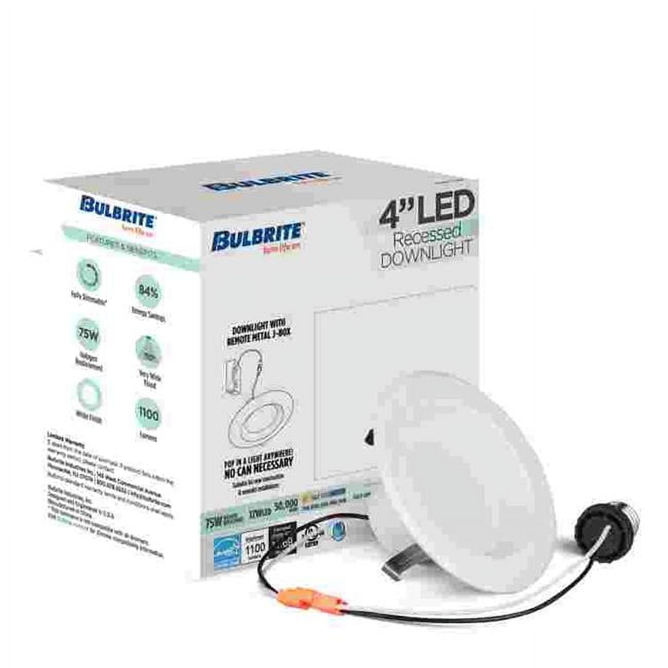 862650 4 in. 12W LED High Lumen 5CCT Downlight Retrofit Smooth Round Dimmable Light - 90CRI 120V, White - Pack of 4