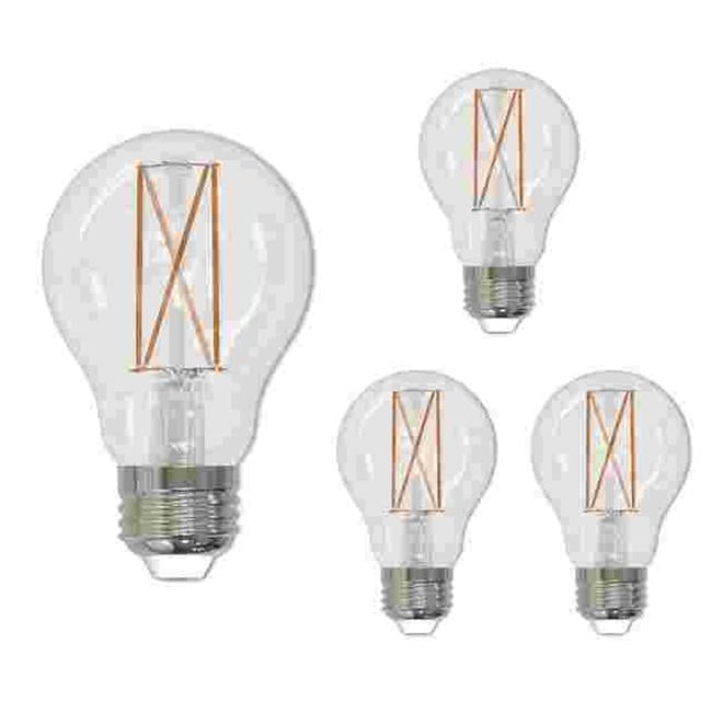 862827 LED Filament 14 W Dimmable A19 Light Bulb with Glass Finish & Medium E26 Base - 2700K Warm White Light, 1600 Lumens, Clear - Pack of 4
