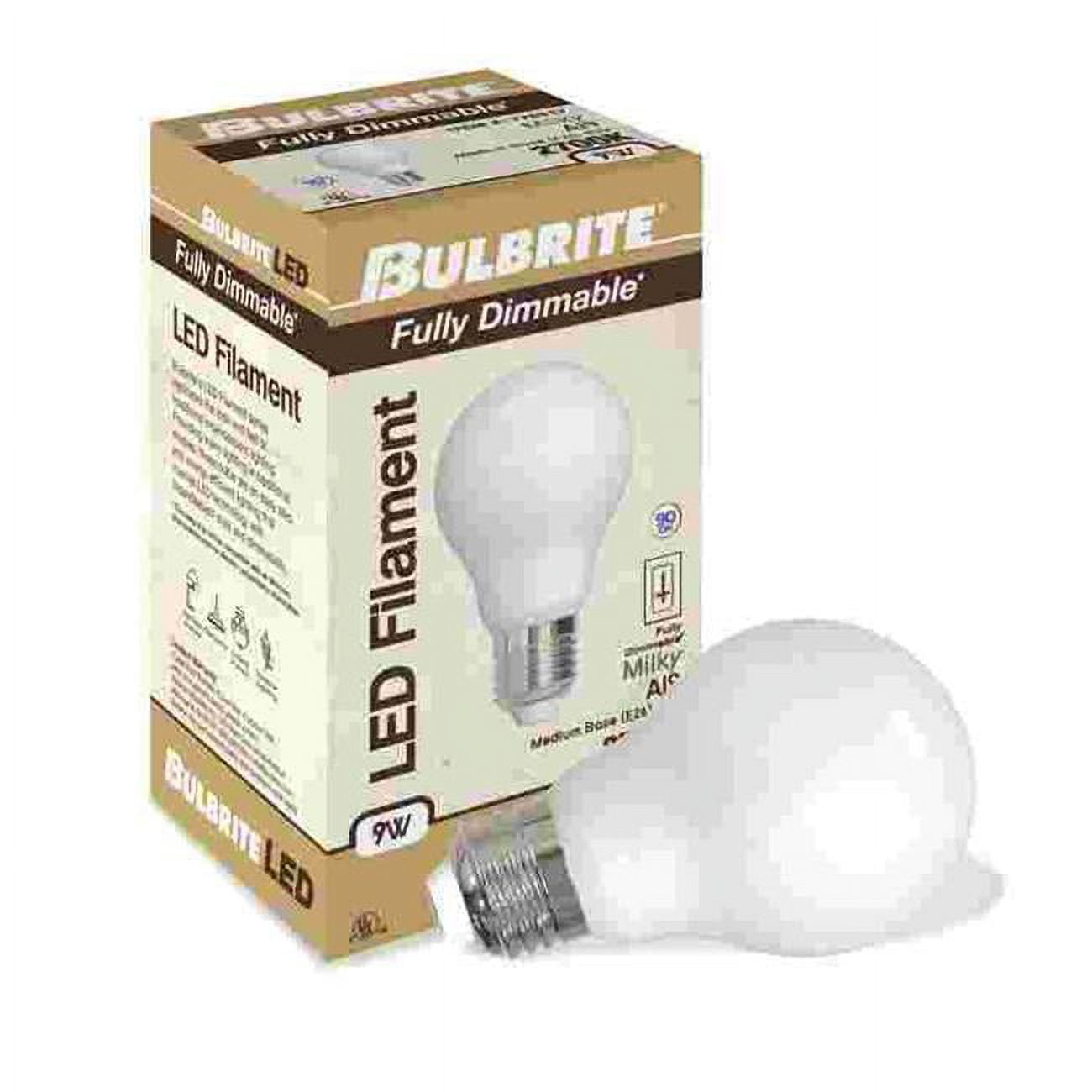 Picture of Bulbrite 862829 LED Filament 9 W Dimmable A19 Light Bulb with Glass Finish & Medium E26 Base - 2700K Warm White Light&#44; 1100 Lumens&#44; Milky - Pack of 4