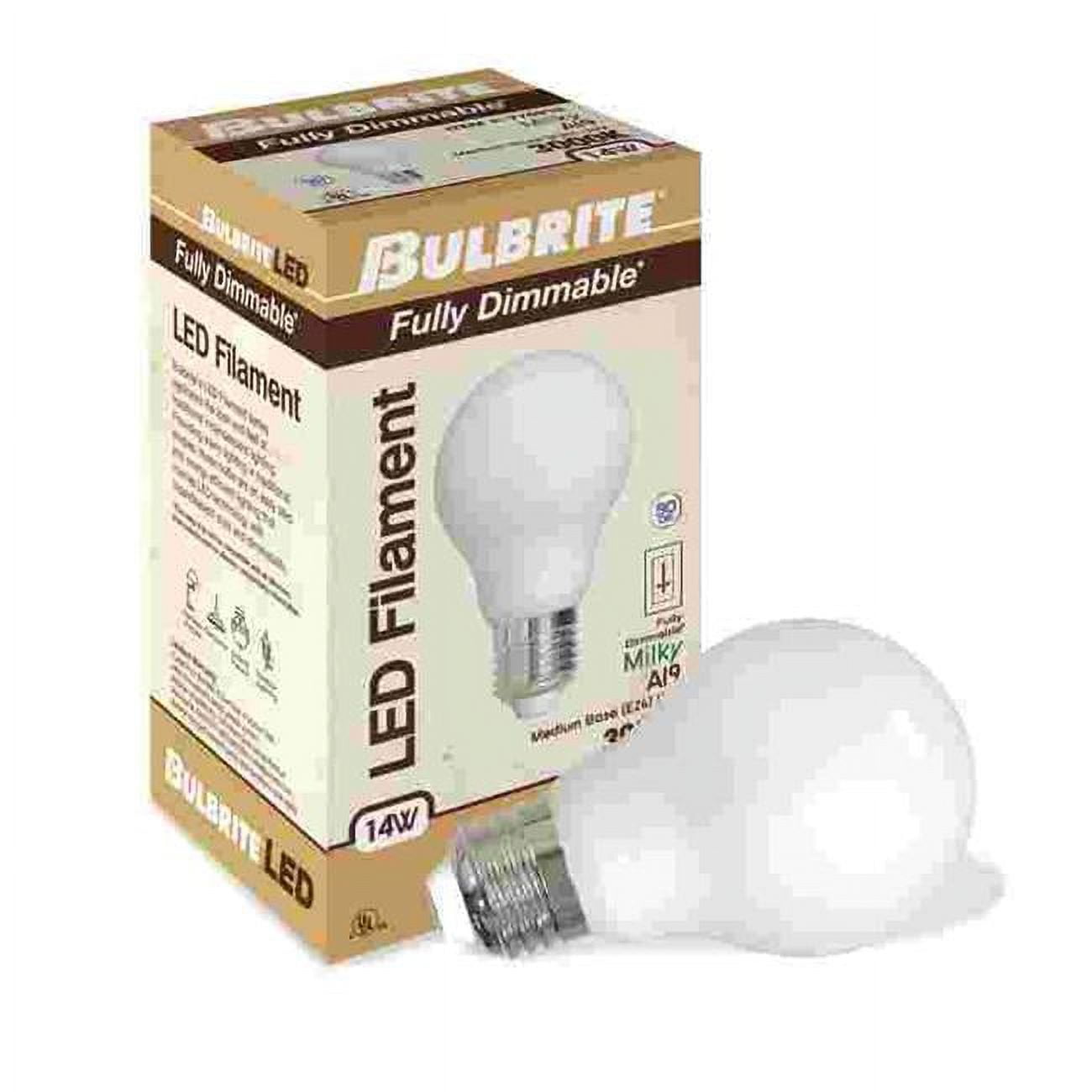 Picture of Bulbrite 862830 LED Filament 9 W Dimmable A19 Light Bulb with Glass Finish & Medium E26 Base - 3000K Soft White Light&#44; 1100 Lumens&#44; Milky - Pack of 4