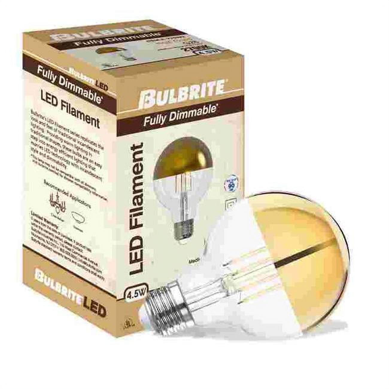 Picture of Bulbrite 862841 LED Filament 4.5 W Dimmable G25 Light Bulb with Half Gold Glass Finish & Medium E26 Base - 2700K Warm White Light&#44; 350 Lumens&#44; Pack of 4
