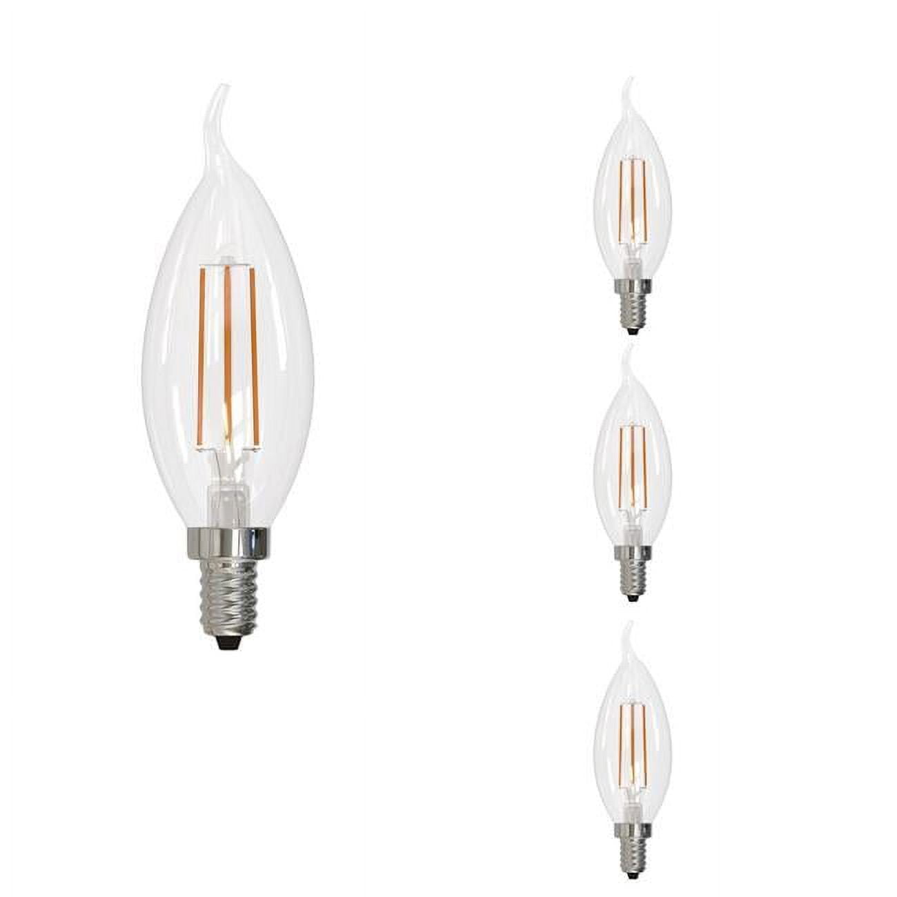 Picture of Bulbrite 862871 3000K 500 Lumen 5 watt LED Filament Dimmable CA10 Light Bulbs with Clear Glass & Candelabra E12 Base&#44; Soft White - Pack of 4