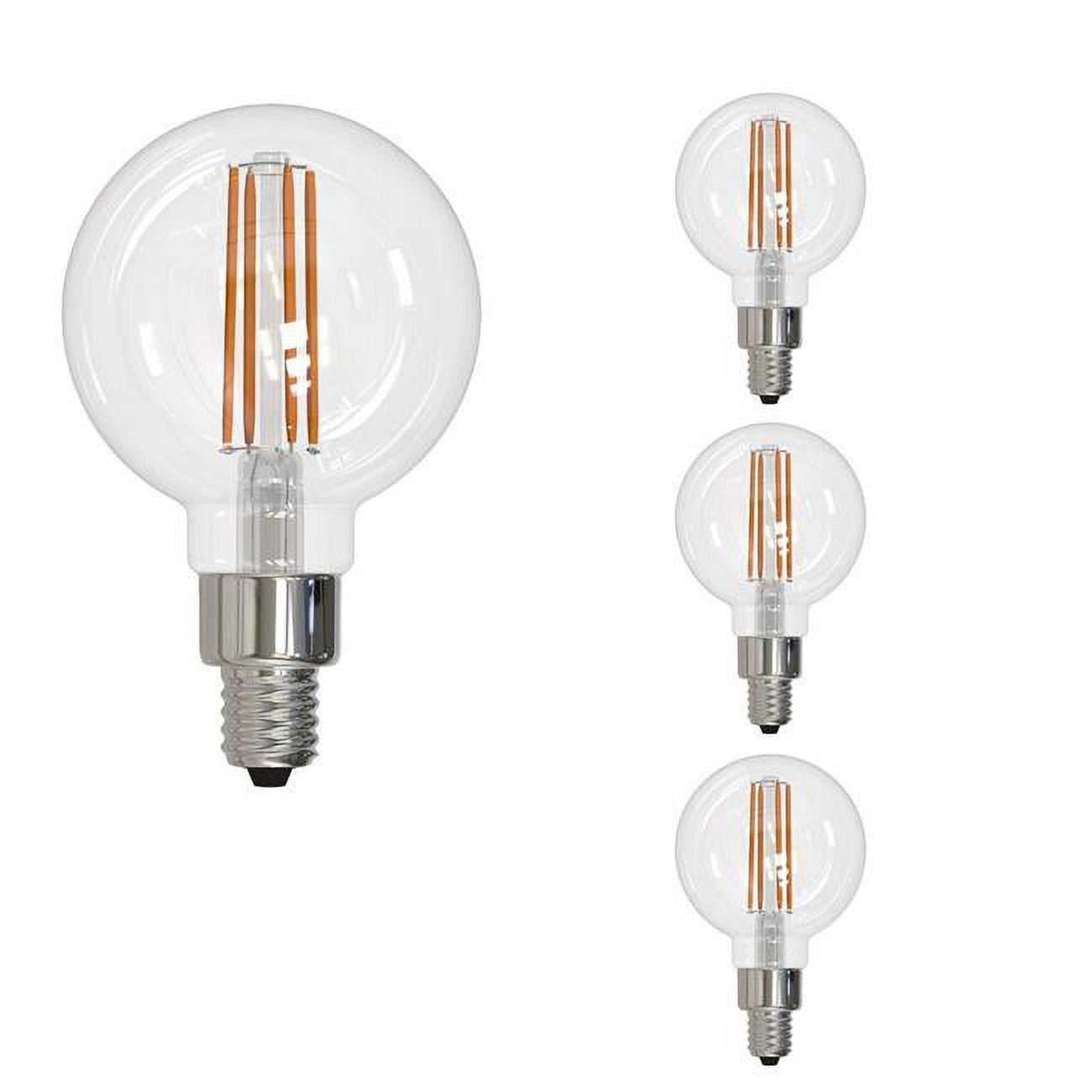 862875 3000K 350 Lumen 4 watt LED Filament Dimmable G16 Light Bulbs with a Clear & Candelabra E12 Base, Soft White - Pack of 4