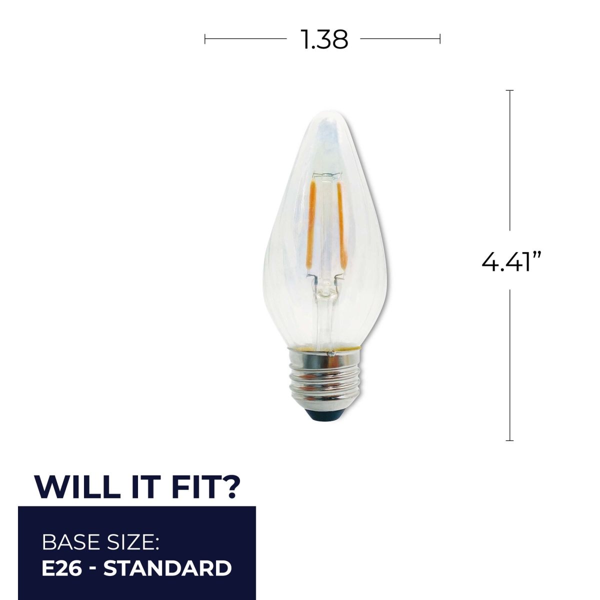 862789 4W Dimmable F15 Shape 2700K Filament Medium E26 Base Fiesta Clear Iridescent LED Bulb - Pack of 4