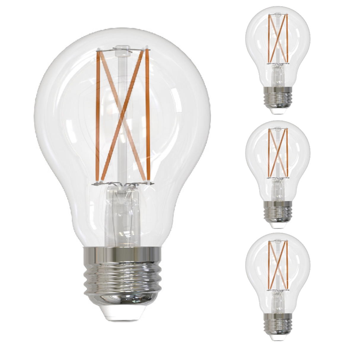 LED Filament, 14 Watt Dimmable A19 Light Bulb, Clear Glass Finish, E26 Base, 4000K, 1500 Lumens,4PK