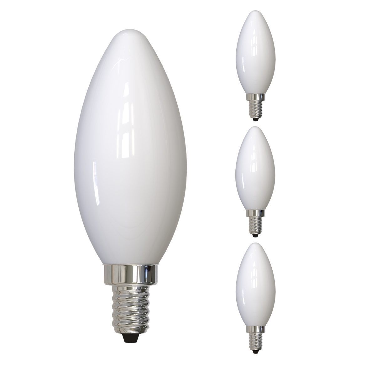 LED Filament, 5 Watt Dimmable B11 Light Bulb, Milky Glass Finish, E12 Base, 4000K, 500 Lumens, 4PK