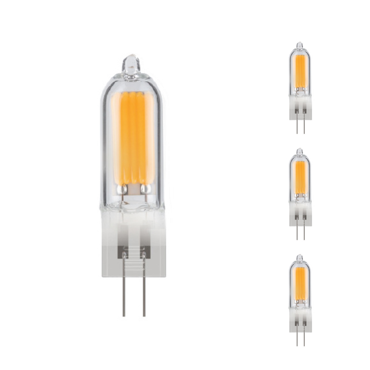 LED Filament, 1.8 Watt Dimmable T5 Light Bulb, Clear Glass Finish, G4 Base, 3000K, 140 Lumens,4PK