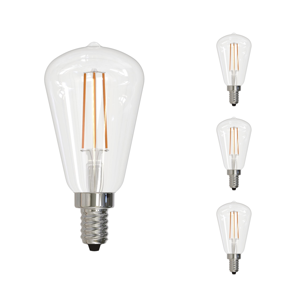 LED Filament,4 Watt,Dimmable,ST15 Light Bulb,Clear Glass Finish,E12Base,2700K,400 Lumens,4PK
