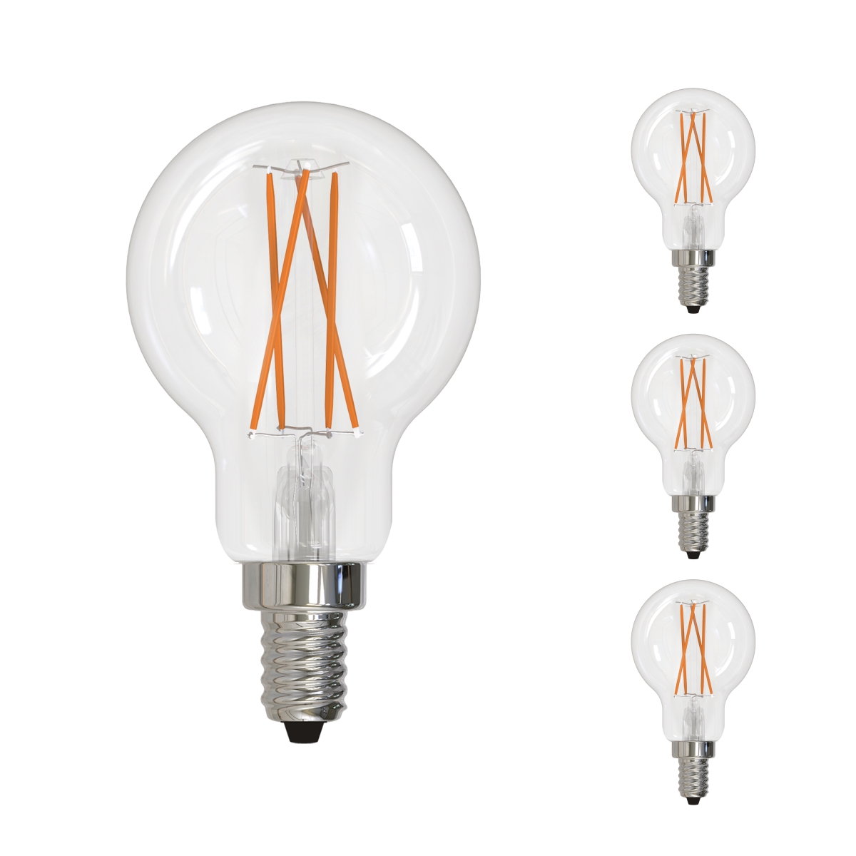 LED Filament, 4 Watt Dimmable A15 Light Bulb, Clear Glass Finish, E12 Base, 2700K 400 Lumens, 4PK
