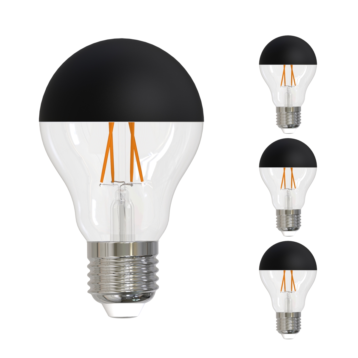 LED Filament, 5 Watt Dimmable A19 Light Bulb, Half Black Finish, E26 Base, 2700K, 400 Lumens, 4PK
