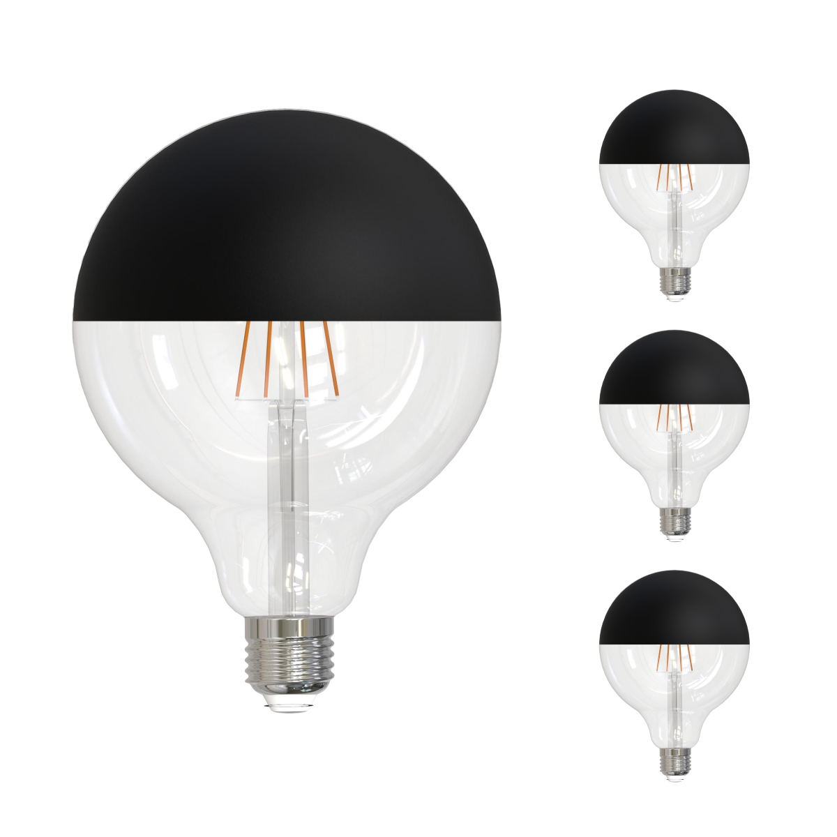 LED Filament, 6 Watt Dimmable G40 Light Bulb,Half Black Finish,E26 Base,2700K 500 Lumens, 2PK